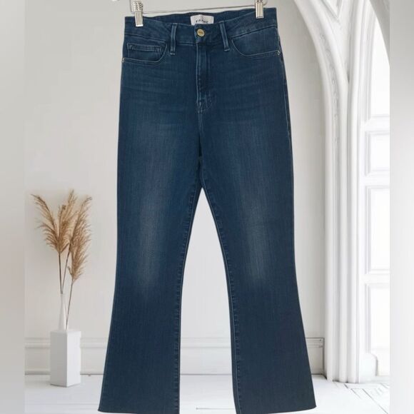 FRAME Jeans Le Crop Mini Boot Raw Hem in Edgewater Wash Blue Size 27 - Picture 4 of 9